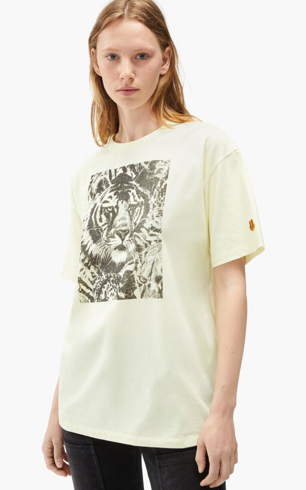 Camiseta Kenzo Wildtigers oversized Feminino - Bege | 053JQVCUK